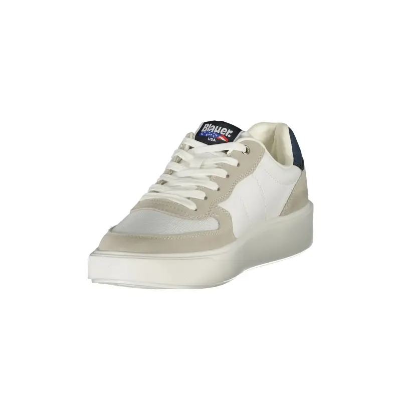 Scarpe Sneakers Uomo Bianche con Dettagli a Contrasto e Applicazione / Bianco miniatura 3
