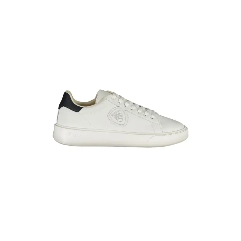 Scarpe Sneakers Uomo Bianche con Dettagli Blu e Logo / Bianco
