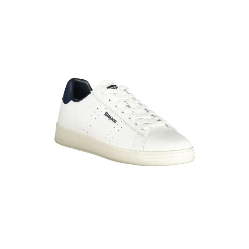 Scarpe Sneakers Uomo Bianche con Dettagli Blu e Plantare Removibile / Bianco miniatura 2