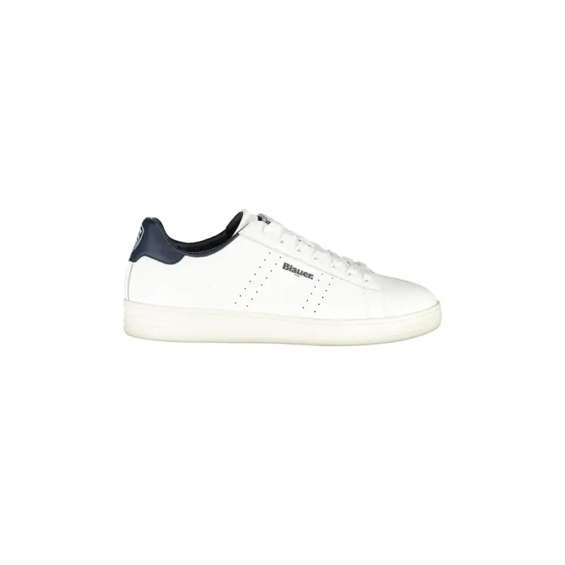 Scarpe Sneakers Uomo Bianche con Dettagli Blu e Plantare Removibile / Bianco
