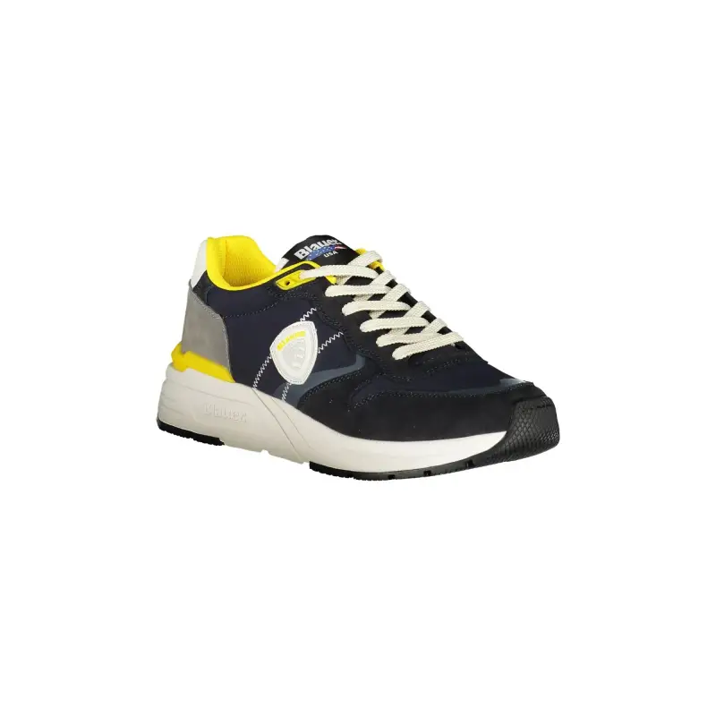 Scarpe Sportive Uomo Blu con Dettagli Gialli e Lacci / Blu miniatura 2