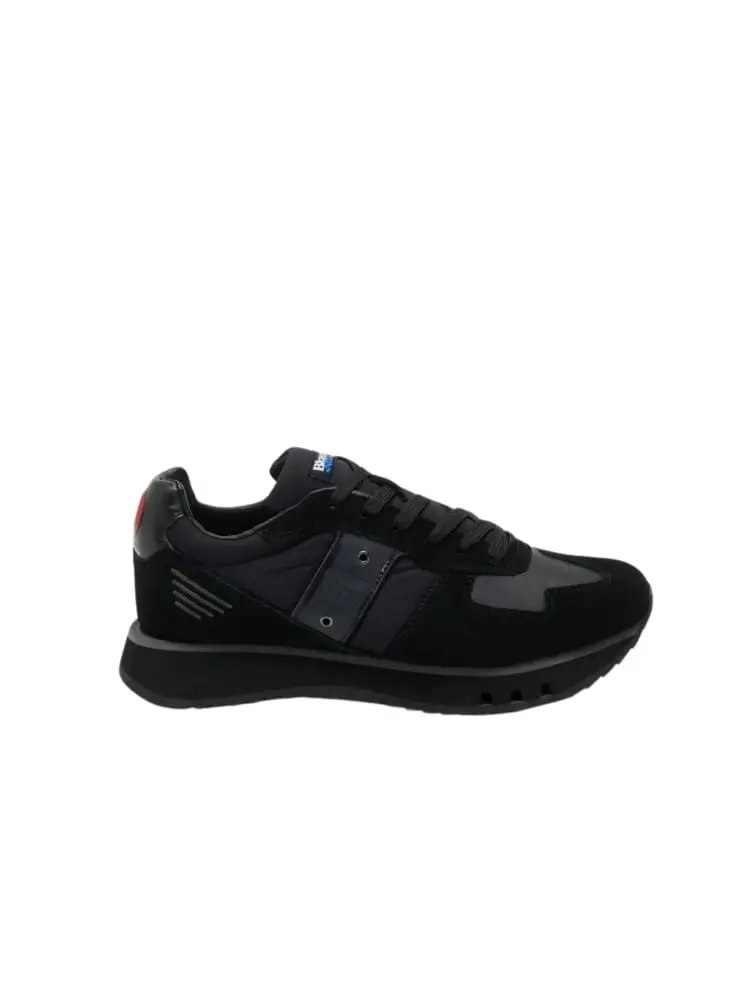 sneaker tokyo01 in ecopelle e camoscio nero con logo