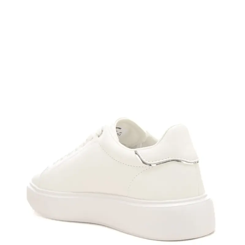 sneakers da donna con inserto laminato sul retro e patch scudo con strass bianche miniatura 3