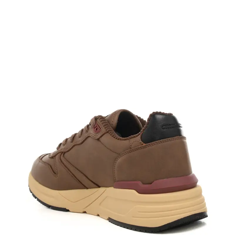 sneakers da uomo in ecopelle e tessuto sintetico marrone miniatura 3