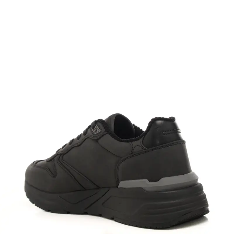 sneakers da uomo in ecopelle e tessuto sintetico nere miniatura 3