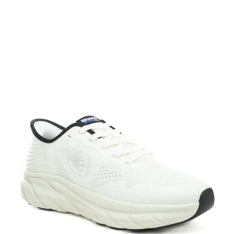 sneakers da uomo in pelle e tessuto tecnico bianche miniatura 2