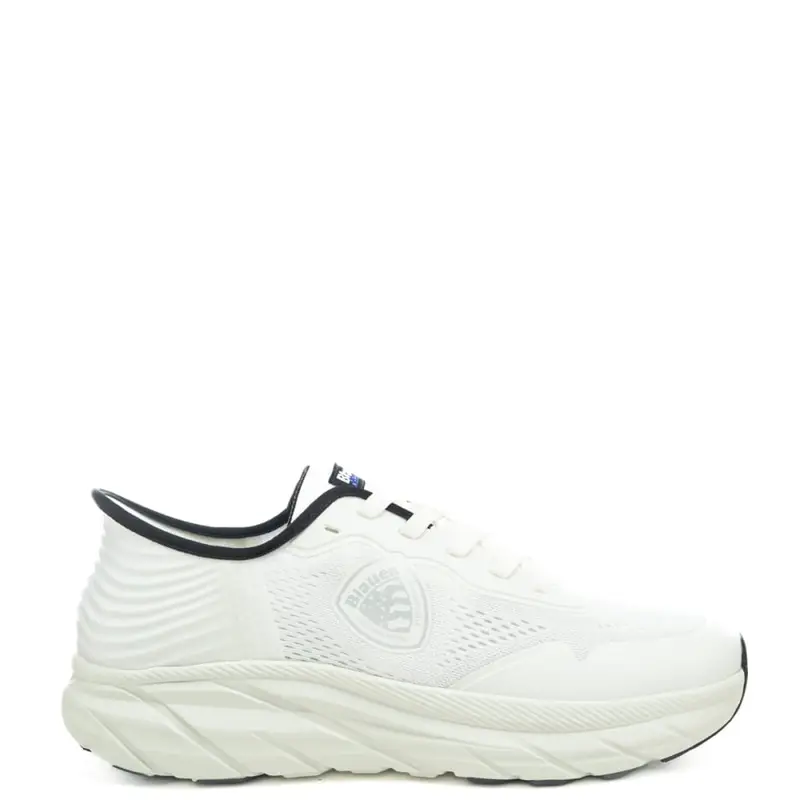 sneakers da uomo in pelle e tessuto tecnico bianche