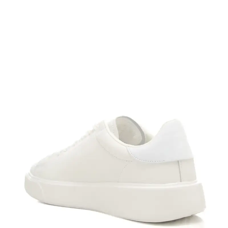 sneakers da uomo in vera pelle con lacci e logo blauer in rilievo bianche miniatura 3