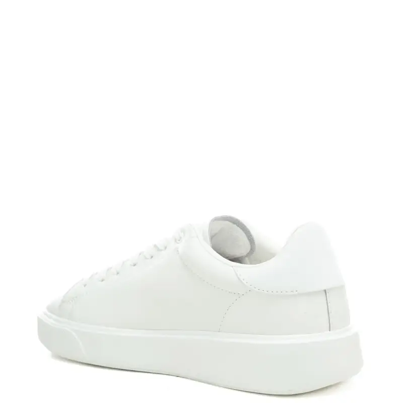 sneakers da uomo in vera pelle con lacci e logo blauer in rilievo bianche miniatura 3