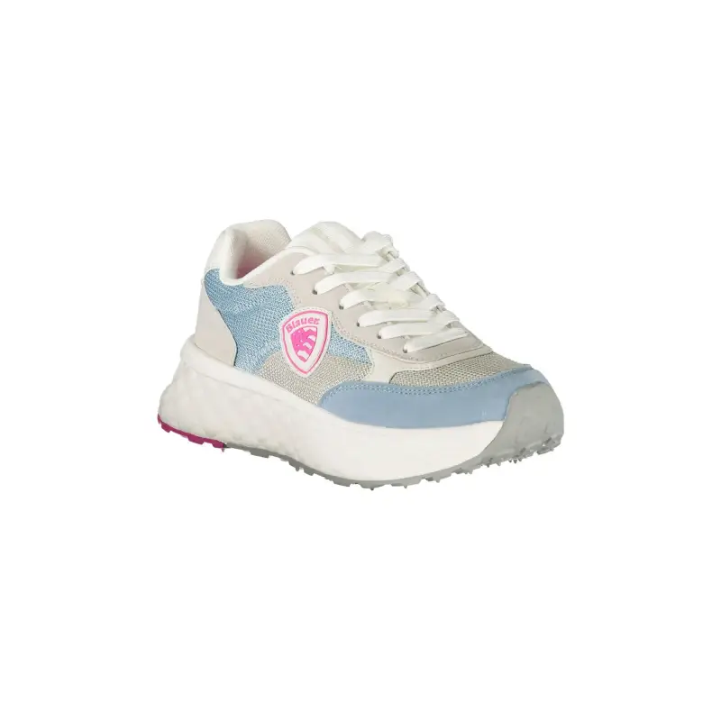 Sneakers Donna Azzurre con Lacci e Dettagli Bianco/Fuxia / Azzurro miniatura 2