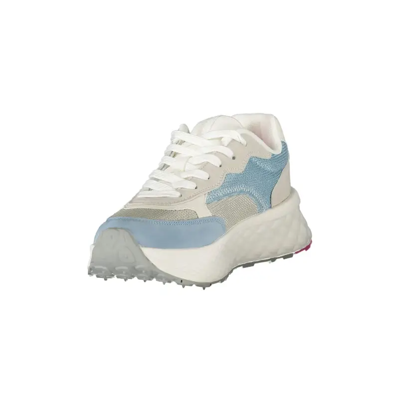 Sneakers Donna Azzurre con Lacci e Dettagli Bianco/Fuxia / Azzurro miniatura 3