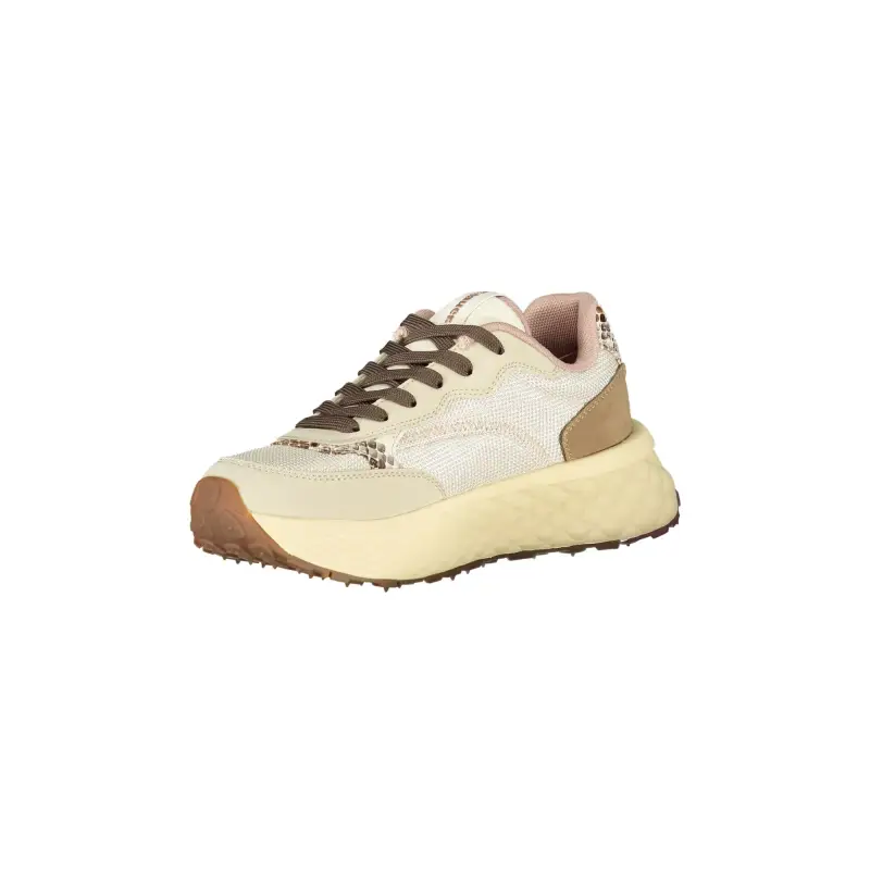 Sneakers Donna Beige con Lacci e Dettagli a Contrasto / Beige miniatura 3