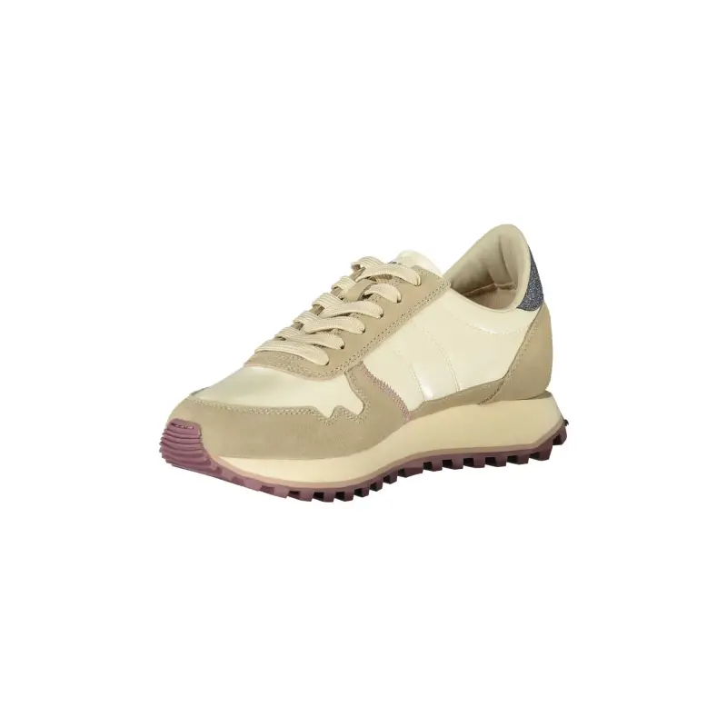 Sneakers Donna Beige con Lacci e Dettagli a Contrasto / Beige miniatura 3