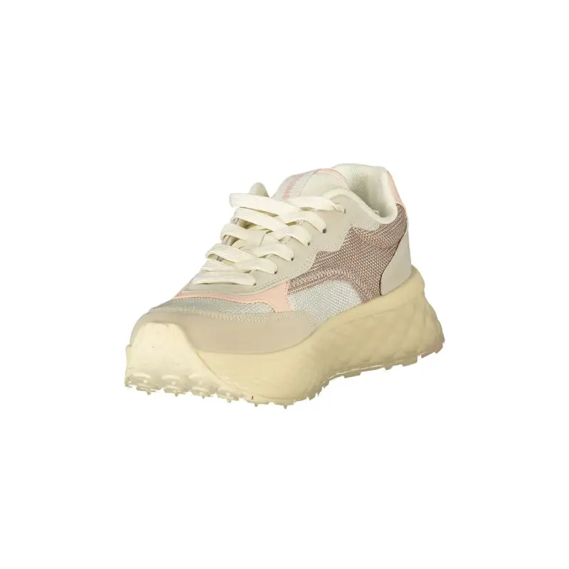 Sneakers Donna Beige con Lacci e Dettagli Rosa / Beige miniatura 3