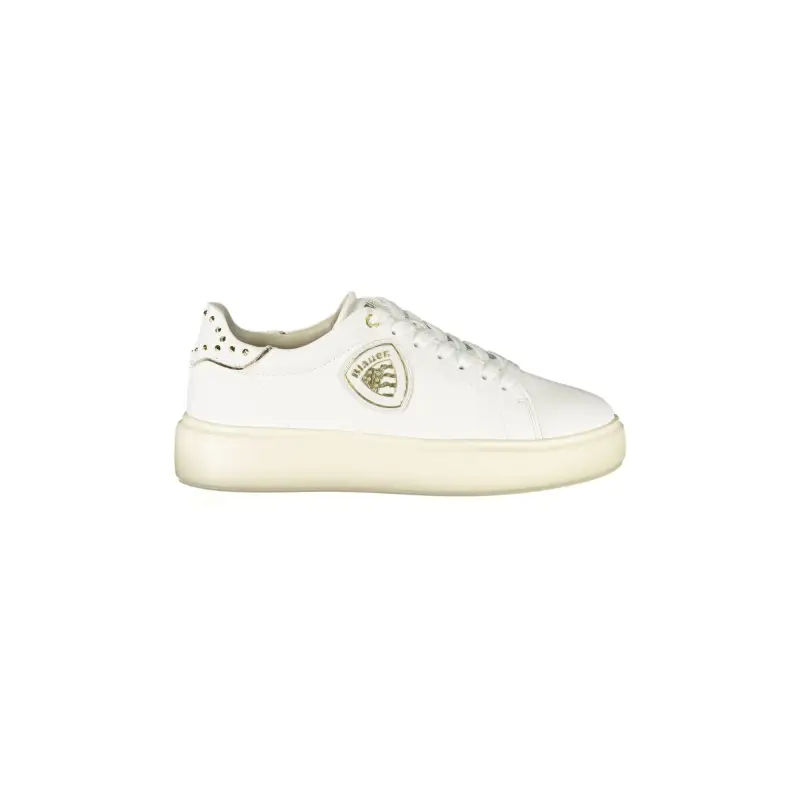 Sneakers Donna Bianche con Lacci e Applicazioni Borchiate / Bianco