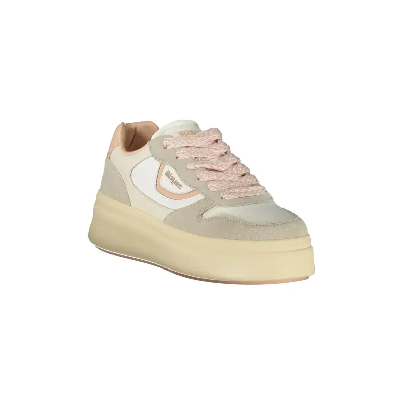 Sneakers Donna Bianche con Lacci e Dettagli in Crema/Rosa / Bianco miniatura 2