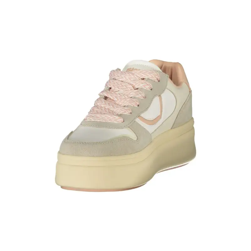Sneakers Donna Bianche con Lacci e Dettagli in Crema/Rosa / Bianco miniatura 3