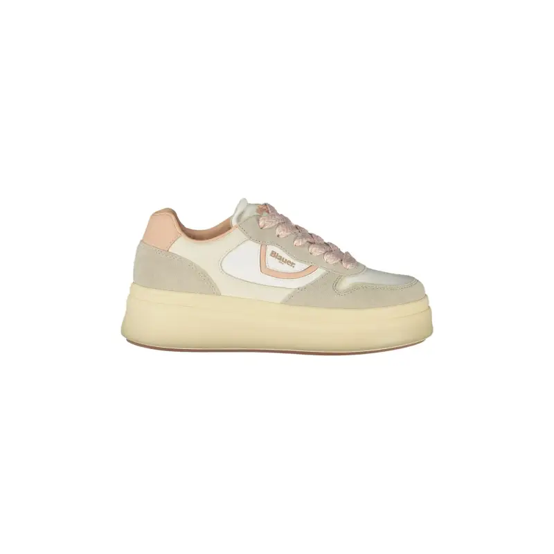 Sneakers Donna Bianche con Lacci e Dettagli in Crema/Rosa / Bianco