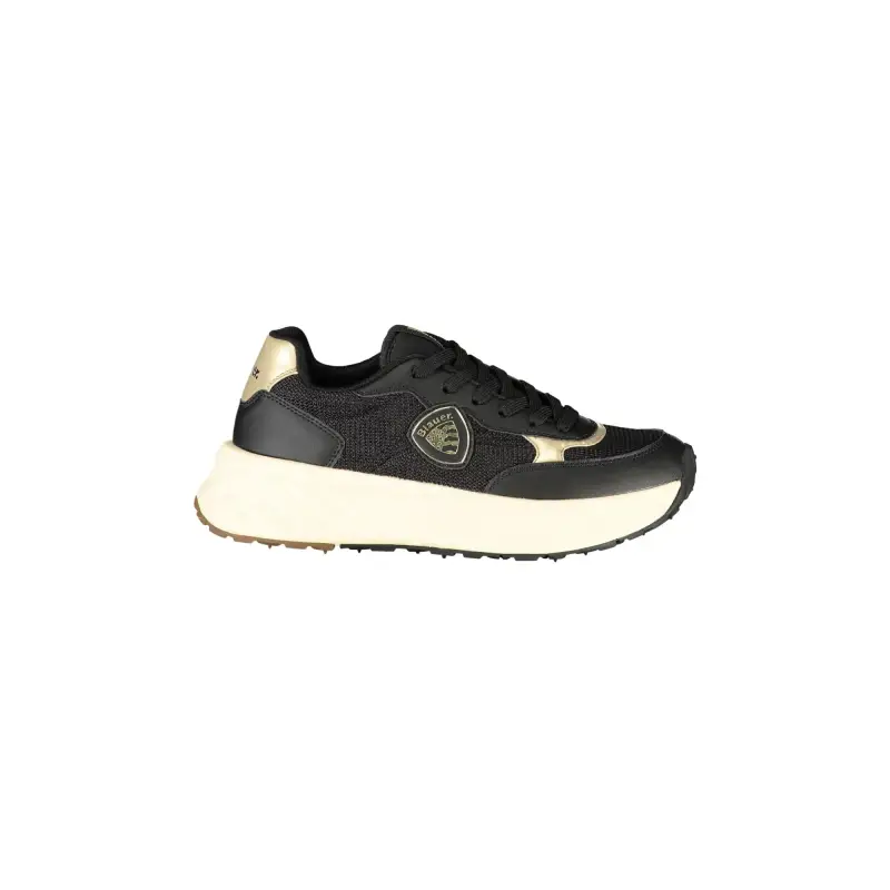 Sneakers Donna Nere con Lacci e Dettagli in Oro / Nero