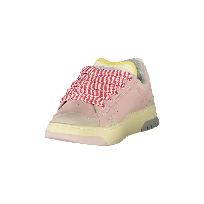 Sneakers Donna Rosa con Lacci e Dettagli Grigi / Rosa miniatura 3