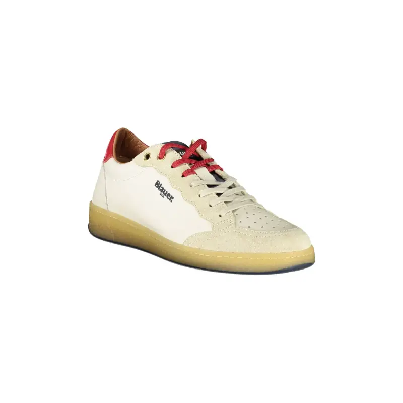 Sneakers Uomo Bianche con Doppio Laccio e Dettagli Blu/Rosso / Bianco miniatura 2
