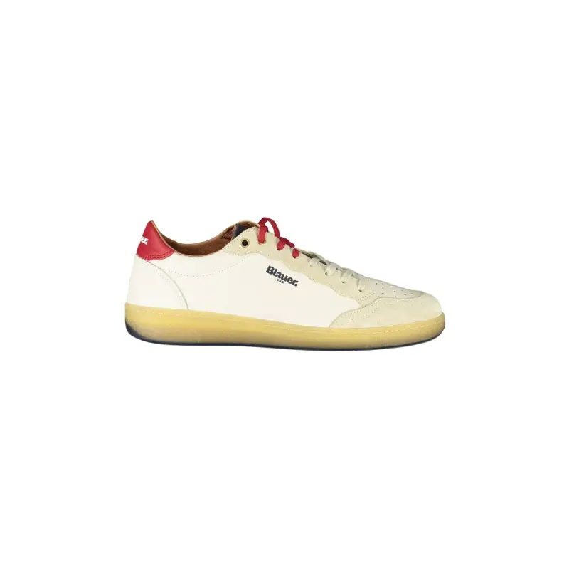 Sneakers Uomo Bianche con Doppio Laccio e Dettagli Blu/Rosso / Bianco
