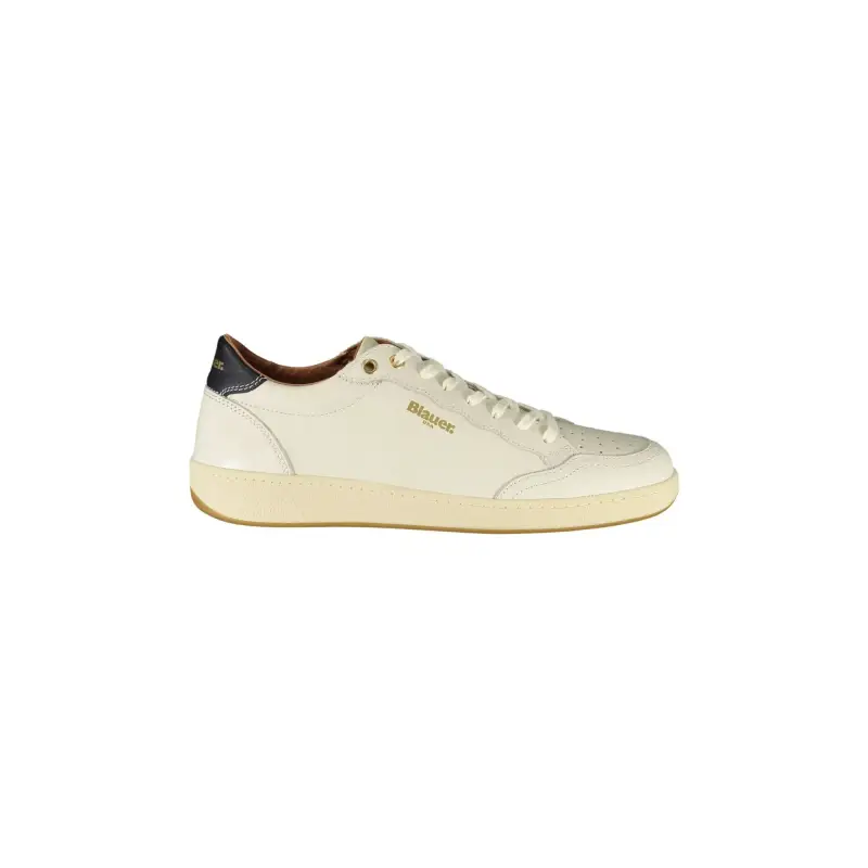 Sneakers Uomo Bianche con Lacci e Dettagli a Contrasto Blu / Bianco