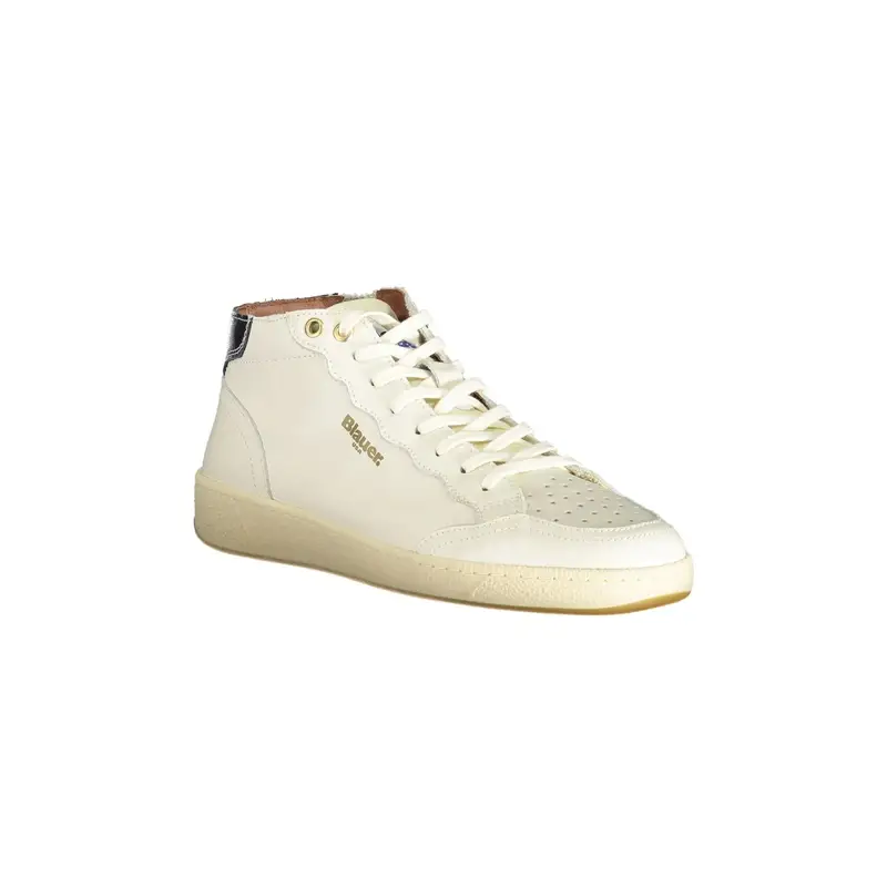 Blauer Sneakers Uomo Bianche con Zip Laterale miniatura 2