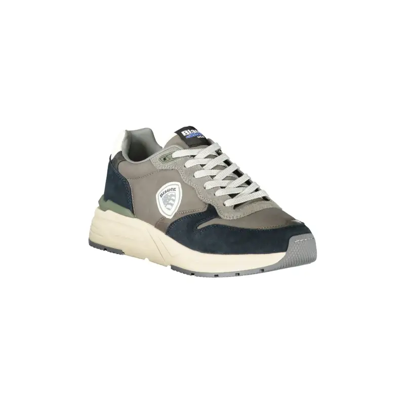 Sneakers Uomo Grigie con Lacci e Dettagli a Contrasto / Grigio miniatura 2