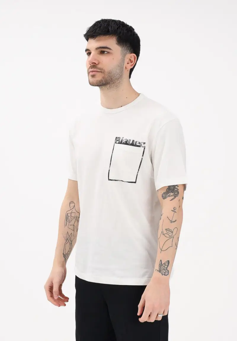 T-shirt a manica corta panna da uomo con stampa grafica