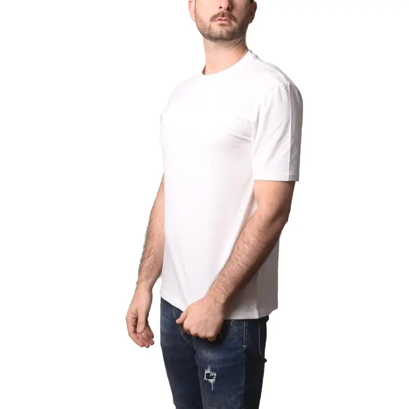 t-shirt da uomo bourn in cotone con logo lettering ton sur ton stampato sul davanti bianca miniatura 2