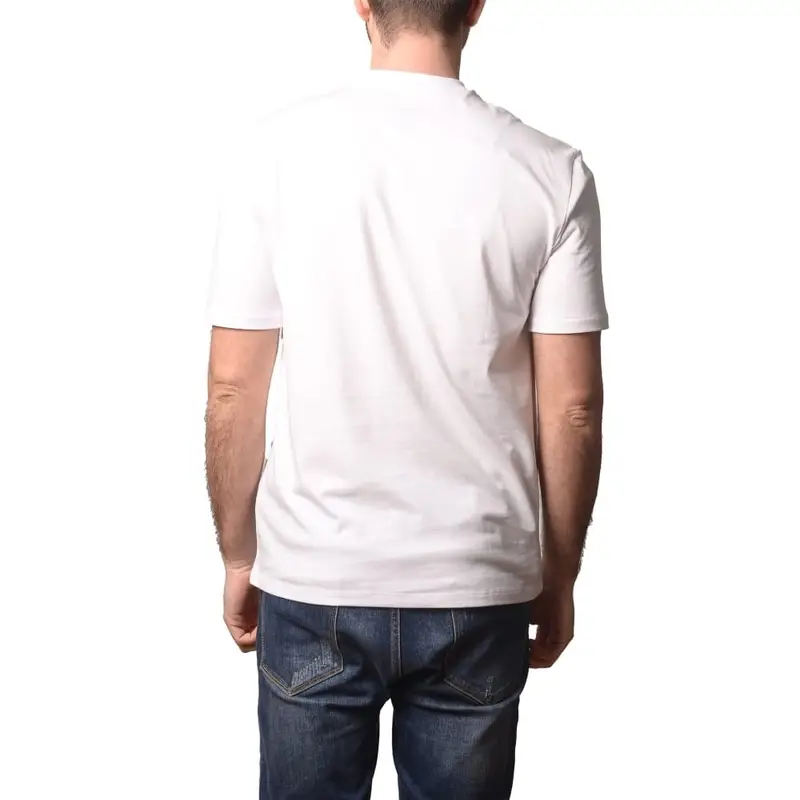 t-shirt da uomo bourn in cotone con logo lettering ton sur ton stampato sul davanti bianca miniatura 3