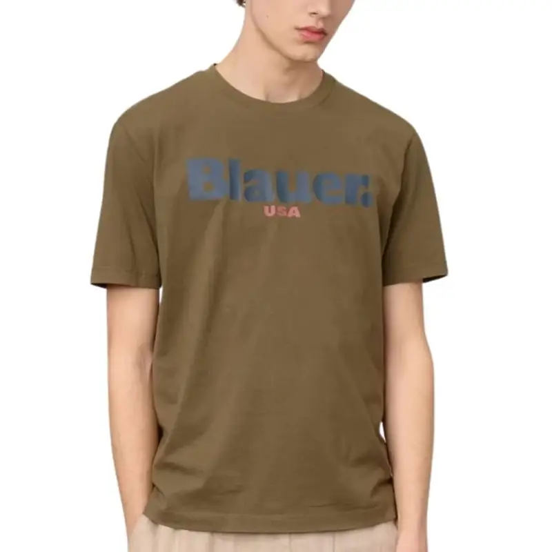 t-shirt da uomo ernst in cotone con maxi logo lettering a contrasto stampato sul davanti marrone