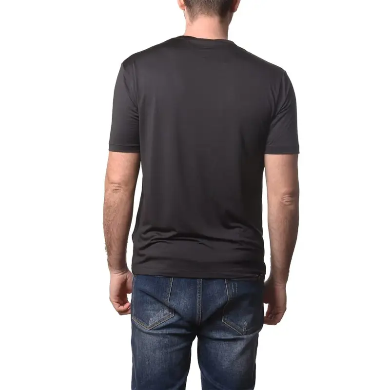 t-shirt da uomo jasons sagomata con scudo loggato stampato sul davanti nera miniatura 2