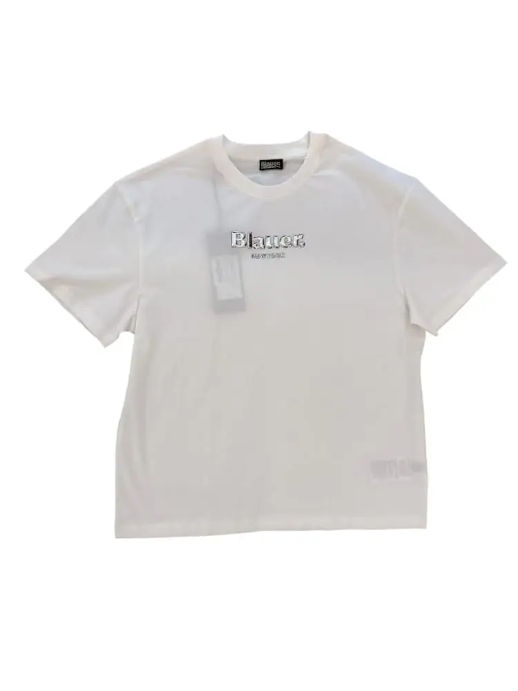 tshirt bianca bambina logo in rilievo