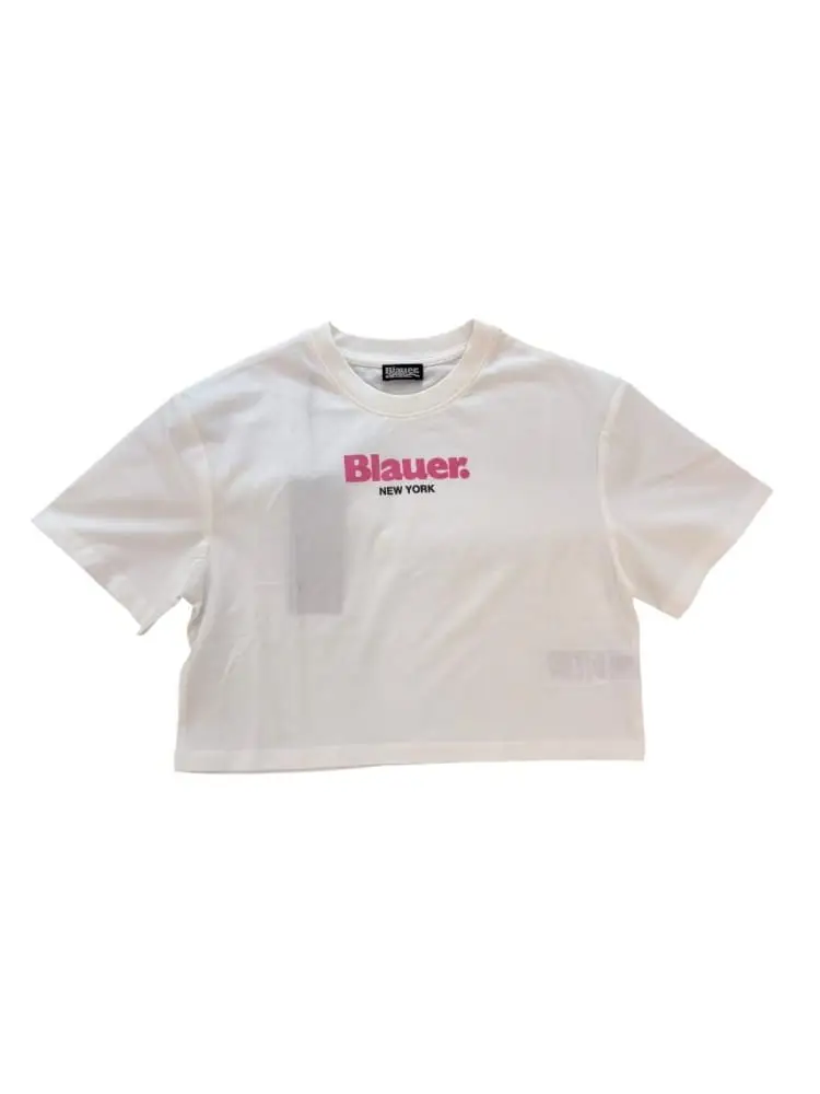 tshirt bianca rosa bambina con logo