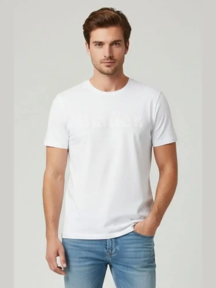 tshirt bianca uomo logo lettering