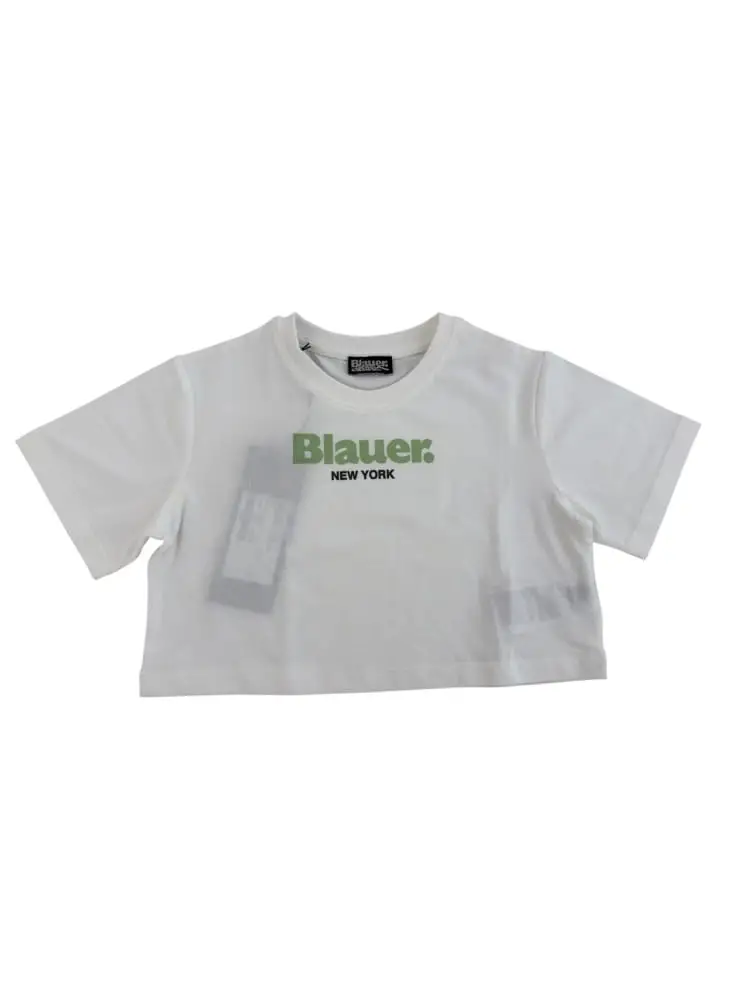 tshirt bianca verde bambina maxi logo