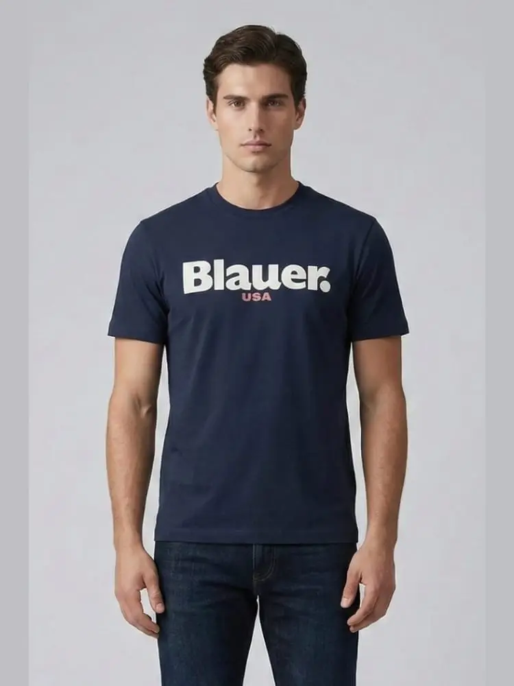 tshirt blu navy uomo maxi log