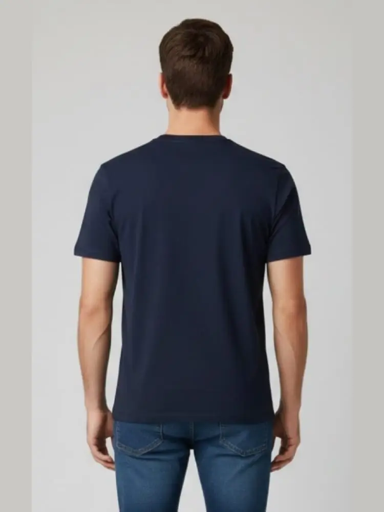 tshirt blu uomo con logo miniatura 2