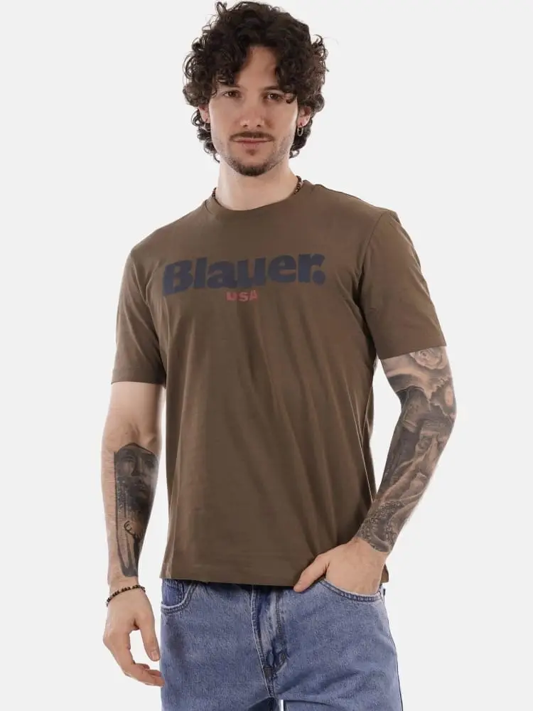 tshirt marrone uomo maxi logo