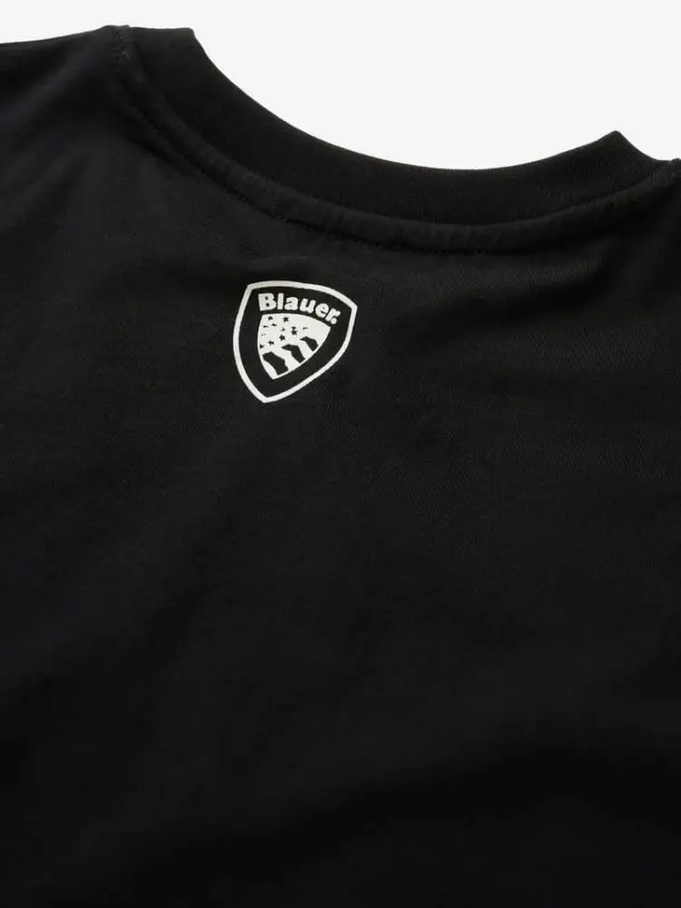 tshirt nera bambino logo lettering miniatura 2