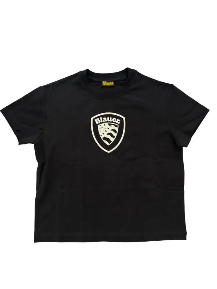 tshirt nera bambino logo scudetto
