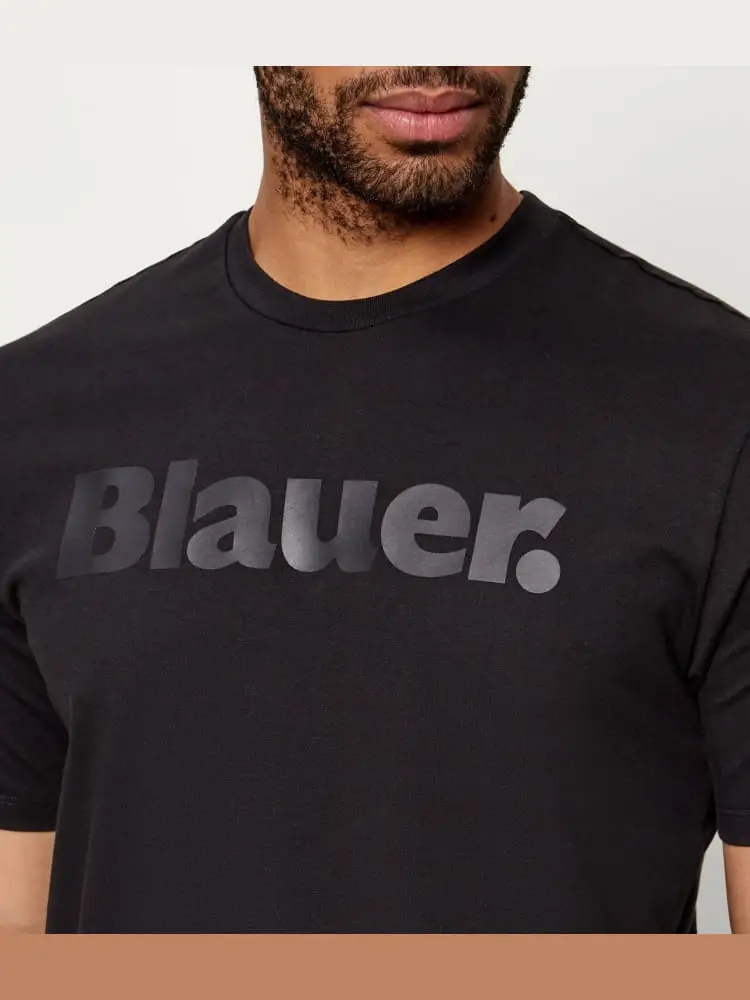 tshirt nera uomo logo lettering miniatura 3