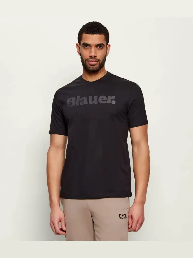 tshirt nera uomo logo lettering