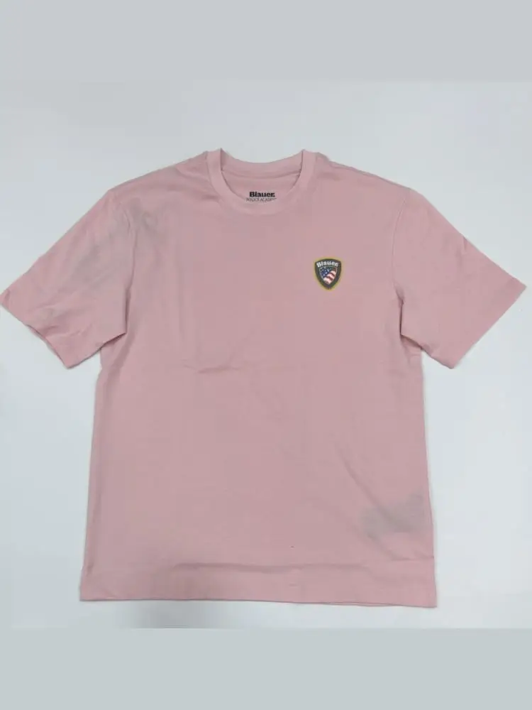 tshirt rosa uomo logo in rilievo