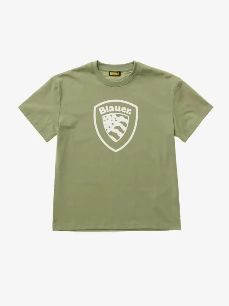 tshirt verde bambino logo sul davanti
