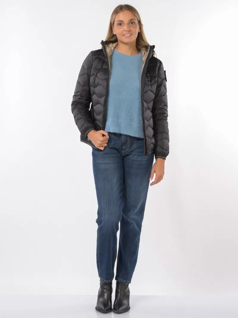 giubbino da donna Blauer U S A Camelia con cappuccio NERO miniatura 2