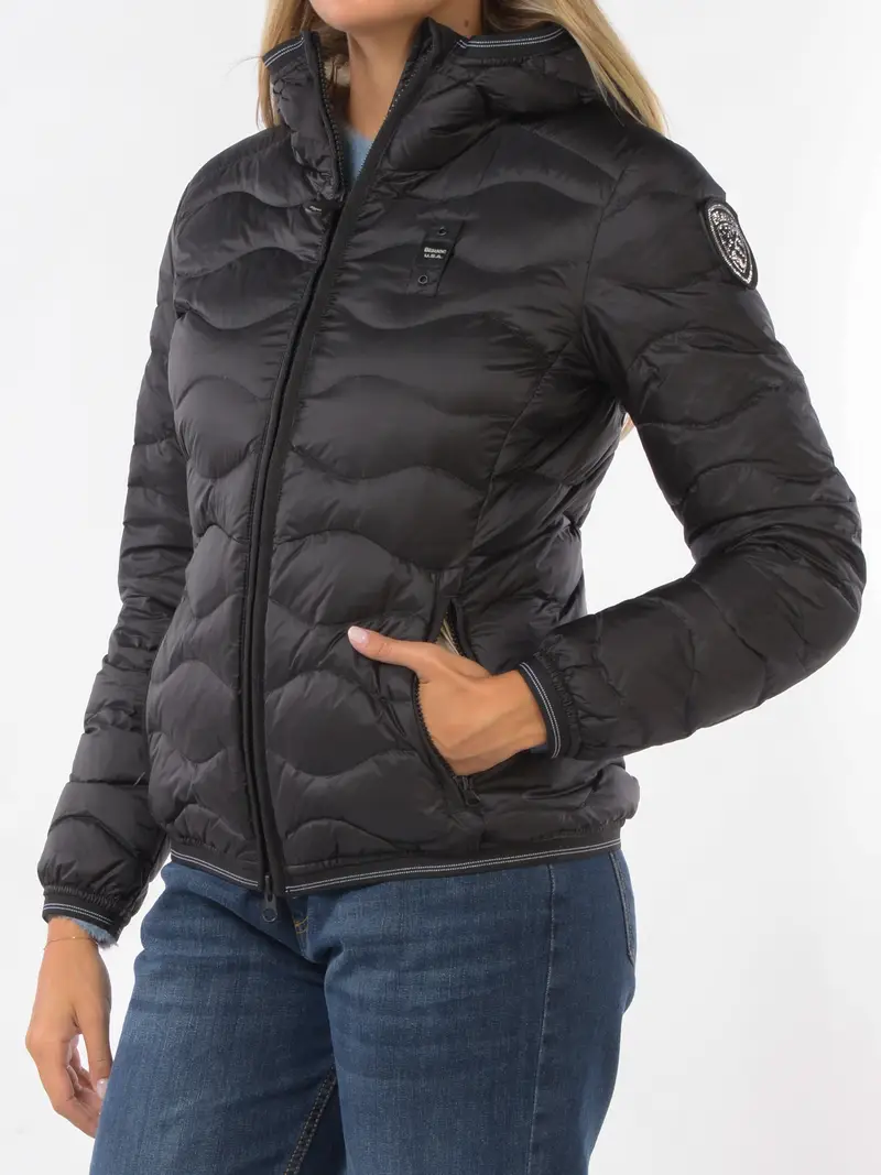 giubbino da donna Blauer U S A Camelia con cappuccio NERO