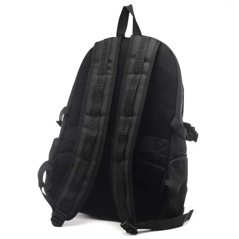 Blauer zaino da uomo con multitasche e maxi logo lettering frontale nero miniatura 3